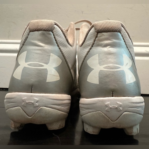 Under Armour Leadoff Mid RM Jr 'White Silver' Size 2.5Y Kids Baseball Cleats - Picture 6 of 10